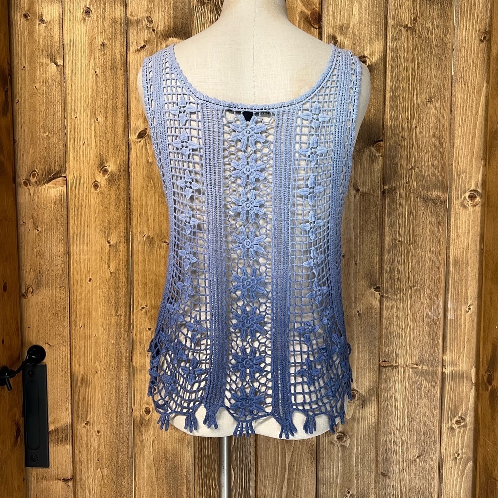 Kadence Medium 100% Cotton Ombre Purple Crochet Tank Top Boho Beachy - Picture 4 of 7